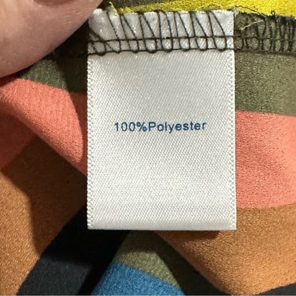 Allison Joy Multicolor Striped Long Sleeve Split V-Neck Blouse Top Size M - Picture 8 of 10